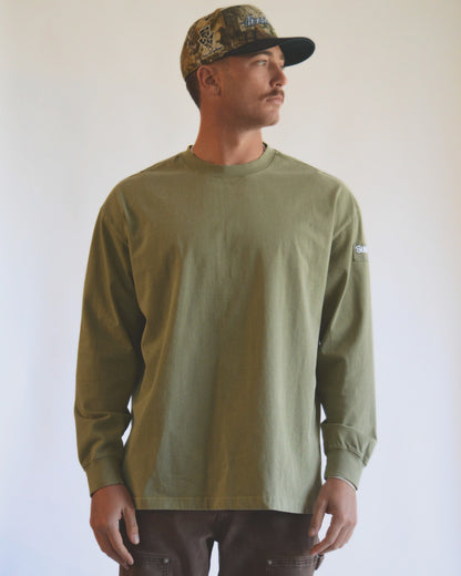 Distressed Long Line | Vintage Olive
